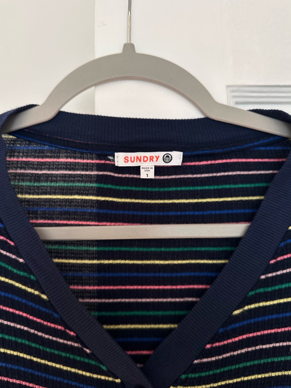 Sundry Rainbow Stripe Henley Top — Size 1 (XS/S - Picture 2 of 5